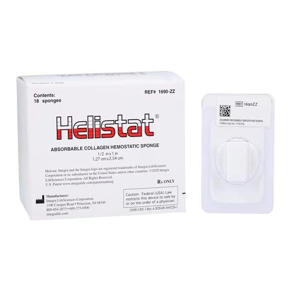 HeliStat Absorbable Collagen Hemostatic Sponge 1'' x 1/2''